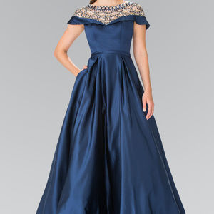 NEW NAVY Beads Embellished Mikado Long Dress GL2215